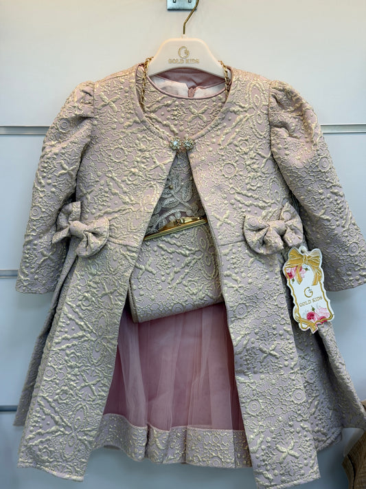 Gold Kids Luxe Jurkset met Jas & Tasje – Roze