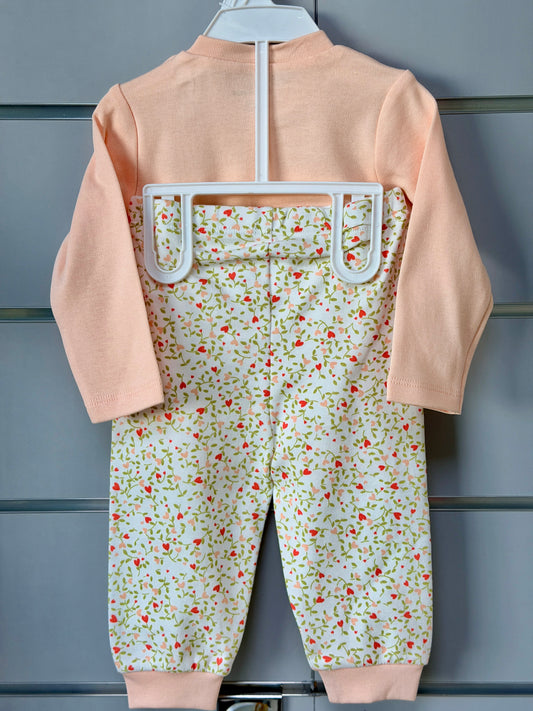 Pyjama Set – Perzik met Bloemenbroek
