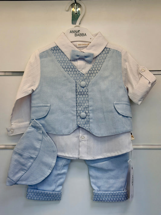 Anna Babba 4-Delige Baby Set – Vest, Overhemd, Broek & Muts