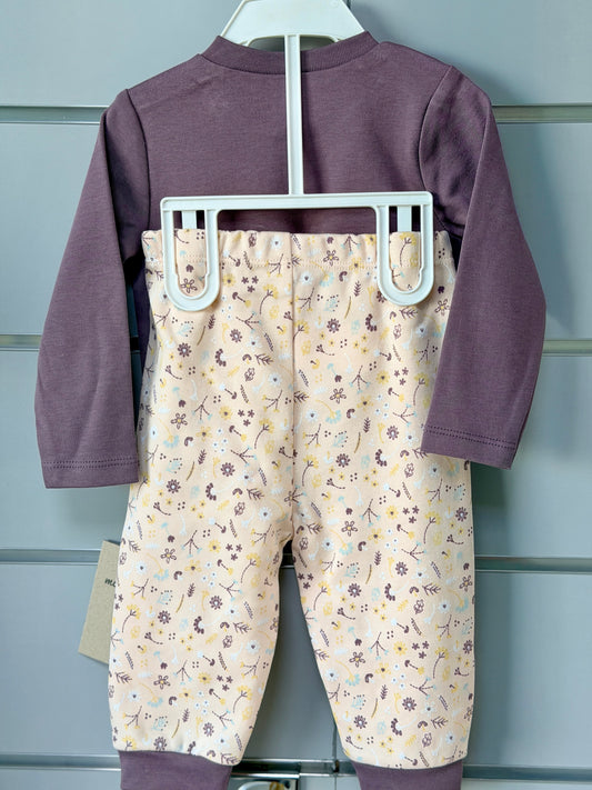 Pyjama Set – Paars met Bloemenbroek