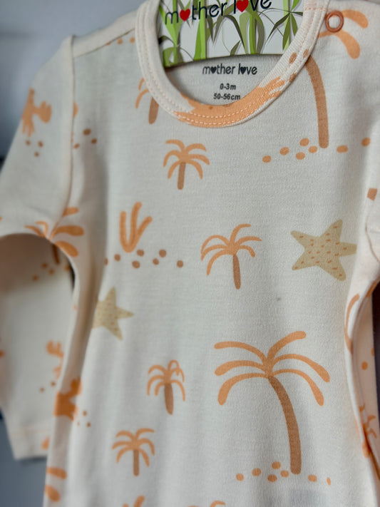 Long Sleeve Romper – Sandy Beach | Bamboo Mix