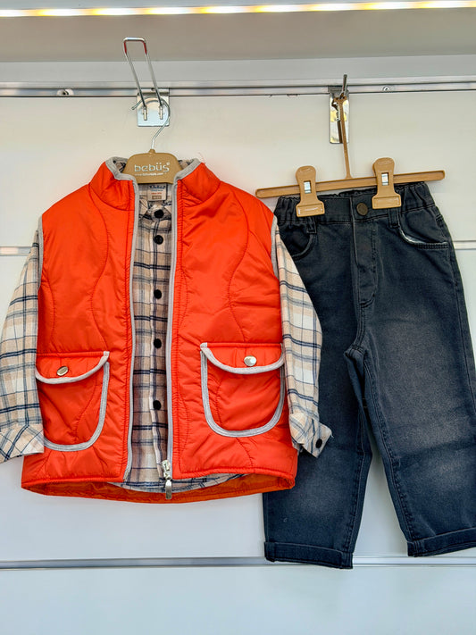 Bebüş 3-Delige Baby Set – Red Vest Style