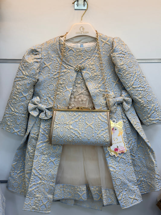 Gold Kids Luxe Jurkset met Jas & Tasje – Lichtblauw
