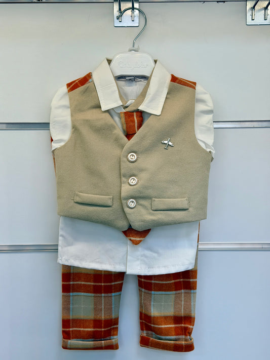Babydola 3-Delige Baby Set – Overhemd, Vest, Broek & Stropdas