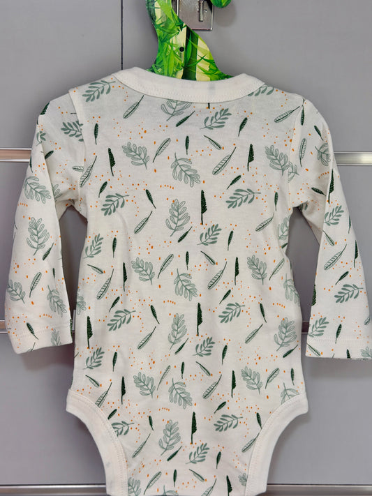Overslag Romper – Wit met Groene Bladerenprint
