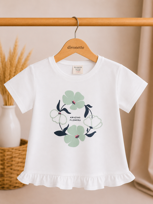 Meisjes T-Shirt Amazing Flowers Wit