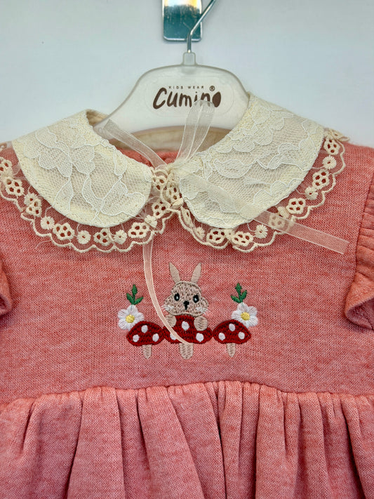 Cumino Baby Jurk – Roze met Kantkraag