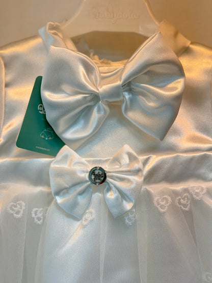 Babydola Baby Dress – Elegant White Bow