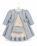 Gold Kids Luxe Jurkset met Jas & Tasje – Blauw/Goud