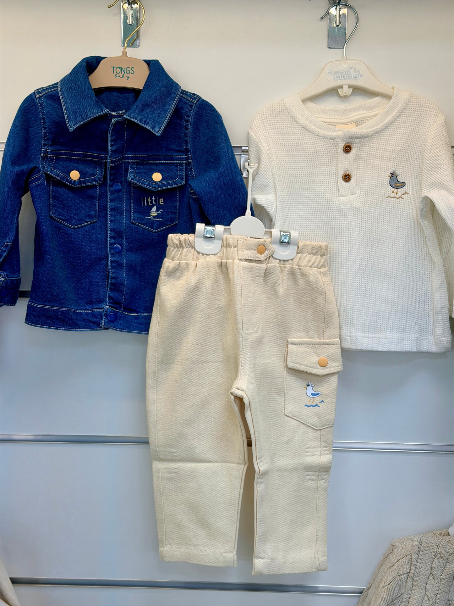 Sweet Me 3-Piece Baby Set – Denim Jacket Style