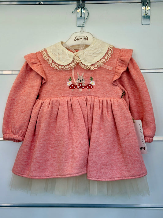 Cumino Baby Jurk – Roze met Kantkraag