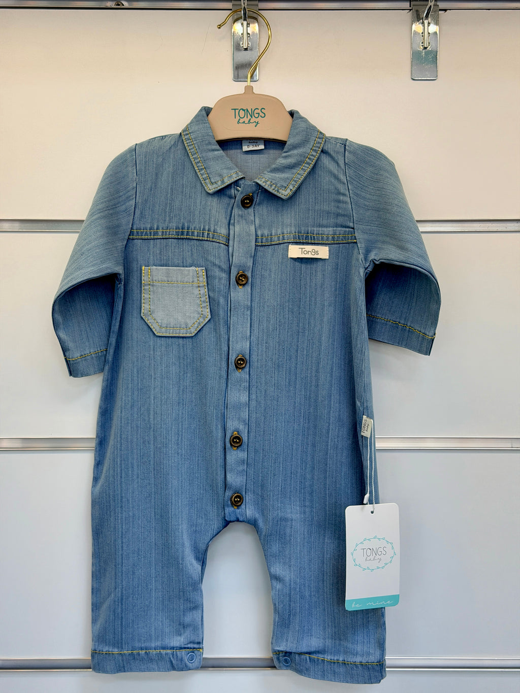 Tongs Baby Salopet – Denim Look Blauw