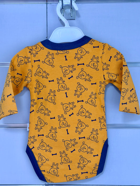 Overslag Romper – Mosterdgeel met Hondenprint