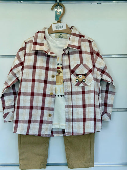 CocoSiss 3-Piece Boys' Set – Shirt, T-Shirt & Trousers