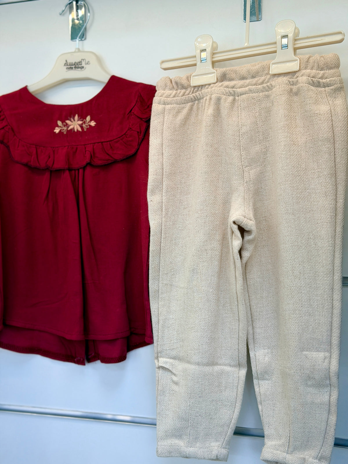 Sweet Me 3-Delige Baby Set – Floral Vest Bordeaux