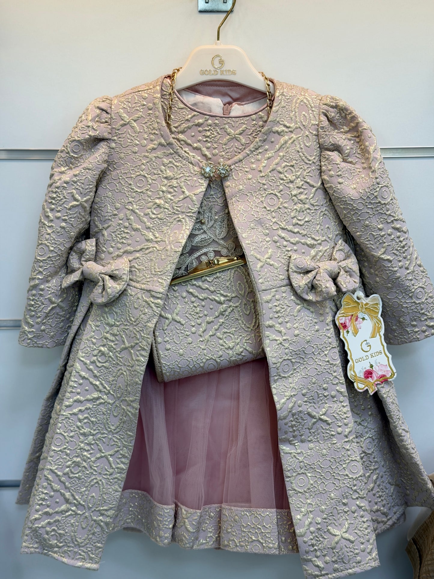 Gold Kids Luxe Jurkset met Jas & Tasje – Roze