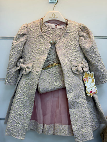Gold Kids Luxe Jurkset met Jas & Tasje – Roze