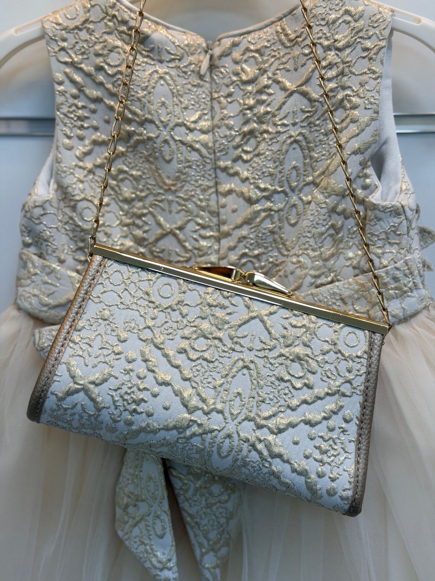 Gold Kids Luxe Jurkset met Jas & Tasje – Ivoor/Goud