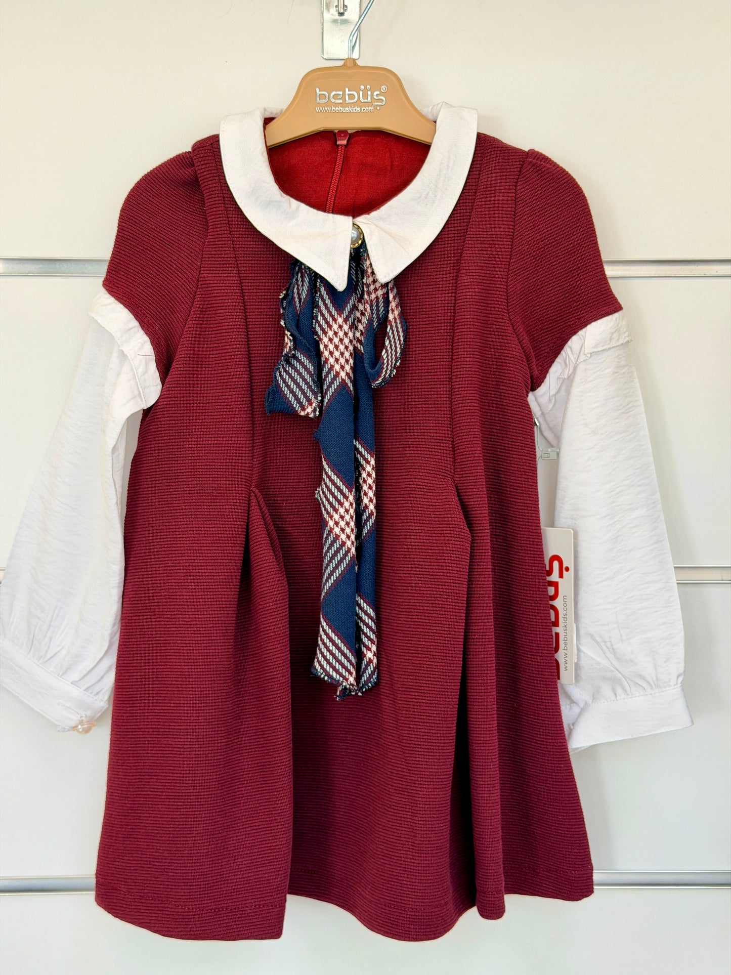 Bebüş Elegant Baby Dress with Cardigan – Burgundy