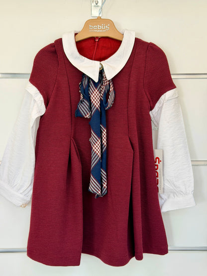 Bebüş Elegant Baby Dress with Cardigan – Burgundy