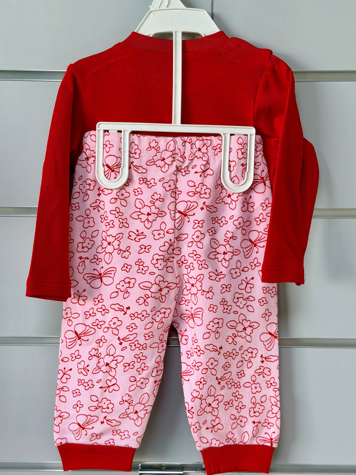 Pyjama Set – Rood met Dier & Bloemen Print