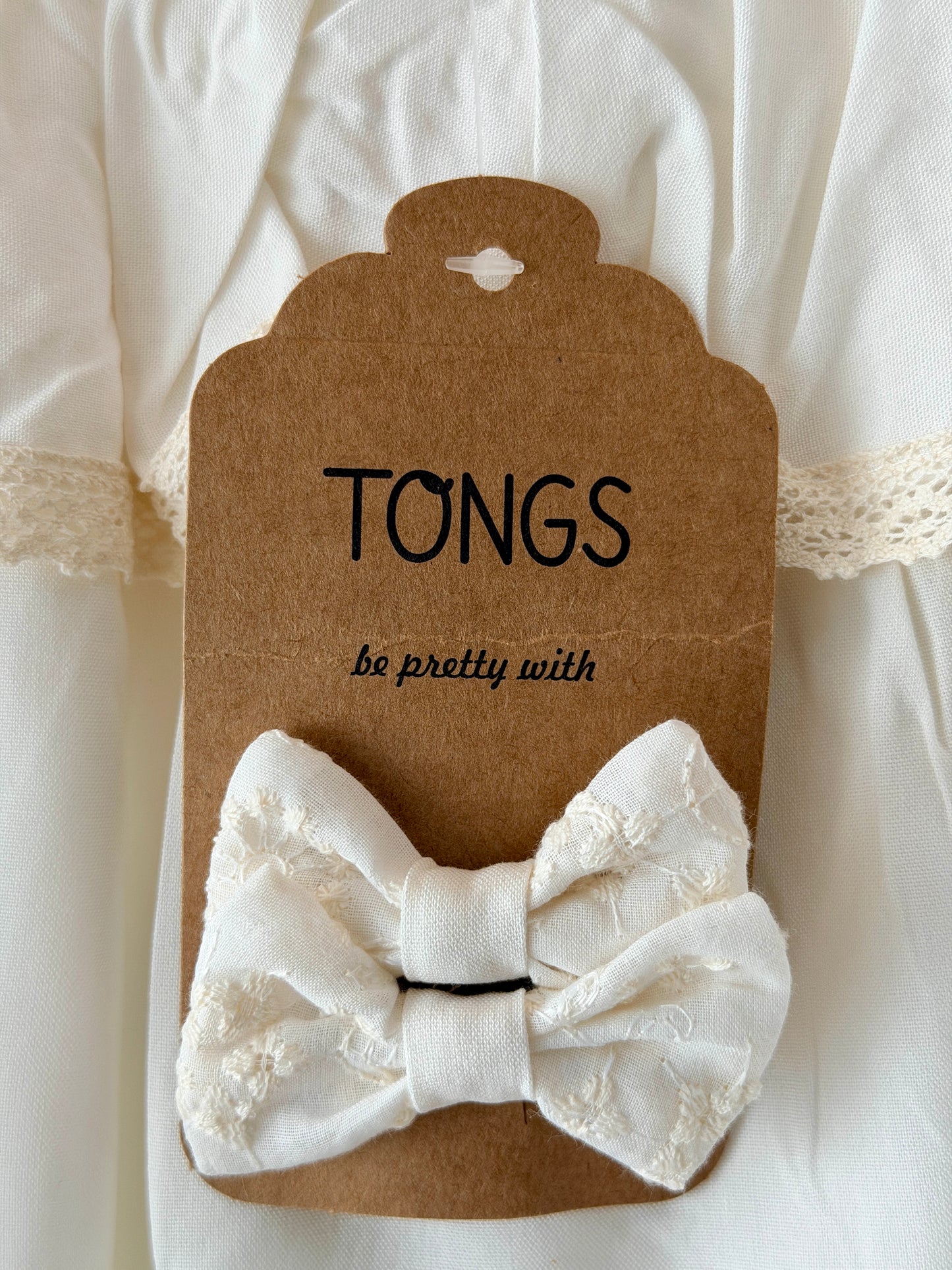 Tongs Luxe Baby Jurk met Haarband – Cream