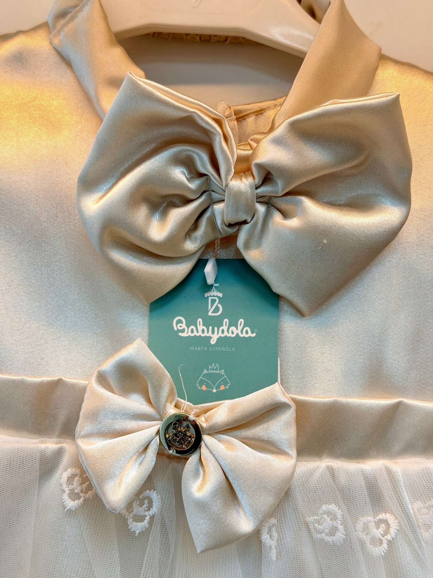 Babydola Elegant Baby Dress – Champagne Lace