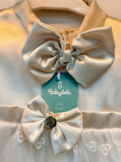 Babydola Elegant Baby Dress – Champagne Lace