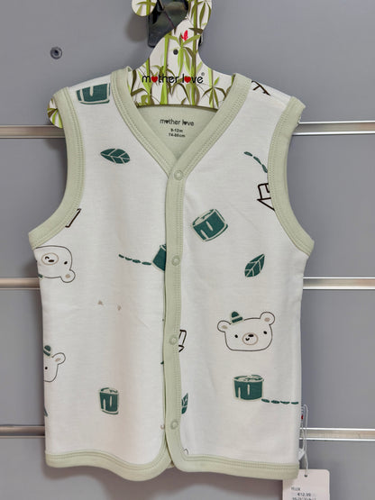 Mouwloos Vestje – Groen met Beer Print