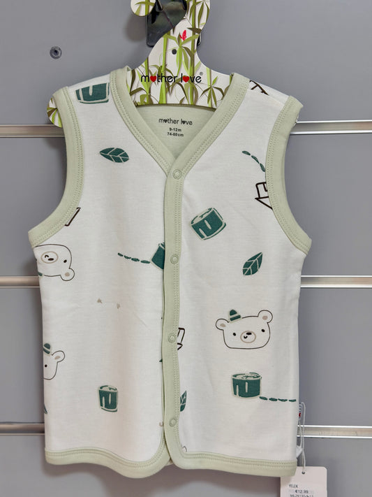 Mouwloos Vestje – Groen met Beer Print