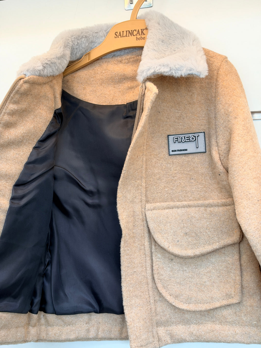 Baby Jongens Winterjas met Teddy Kraag – Beige