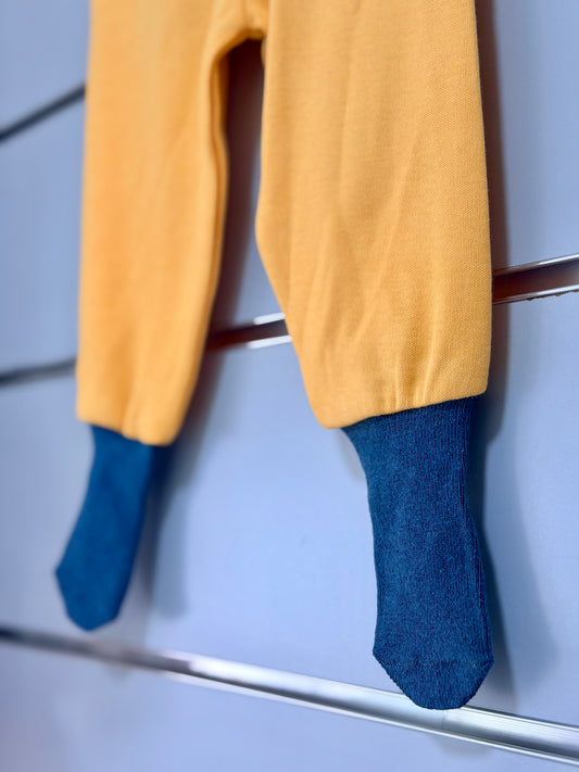 Broekje met Voetjes – Olifant Geel/Blauw