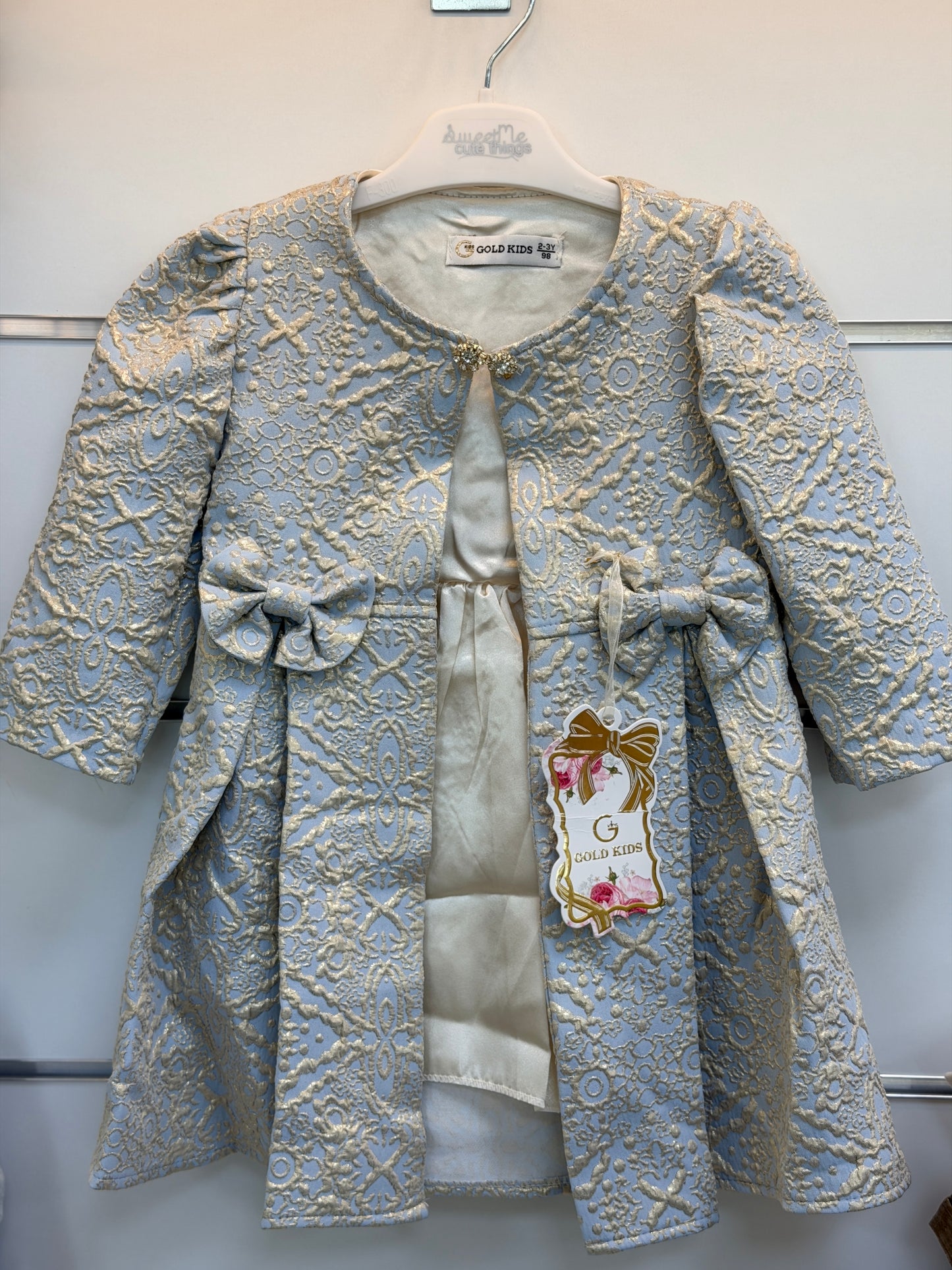 Gold Kids Luxe Jurkset met Jas & Tasje – Lichtblauw