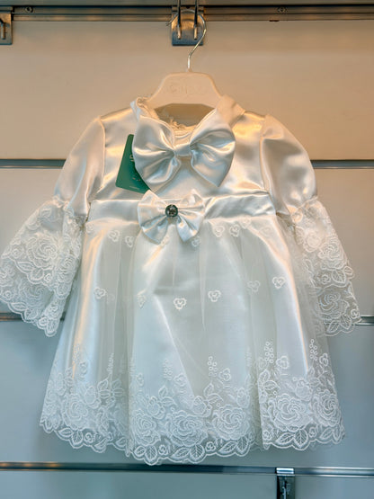 Babydola Baby Dress – Elegant White Bow