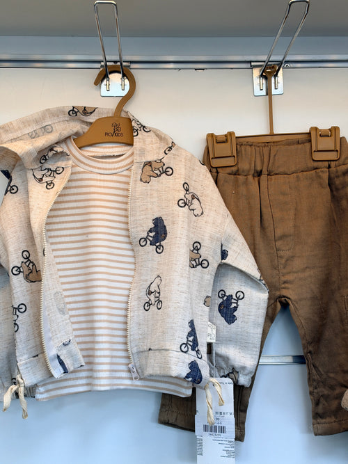3-Delige Baby Jongens Set – Vestje, Shirt & Broek | Teddy & Fietsjes
