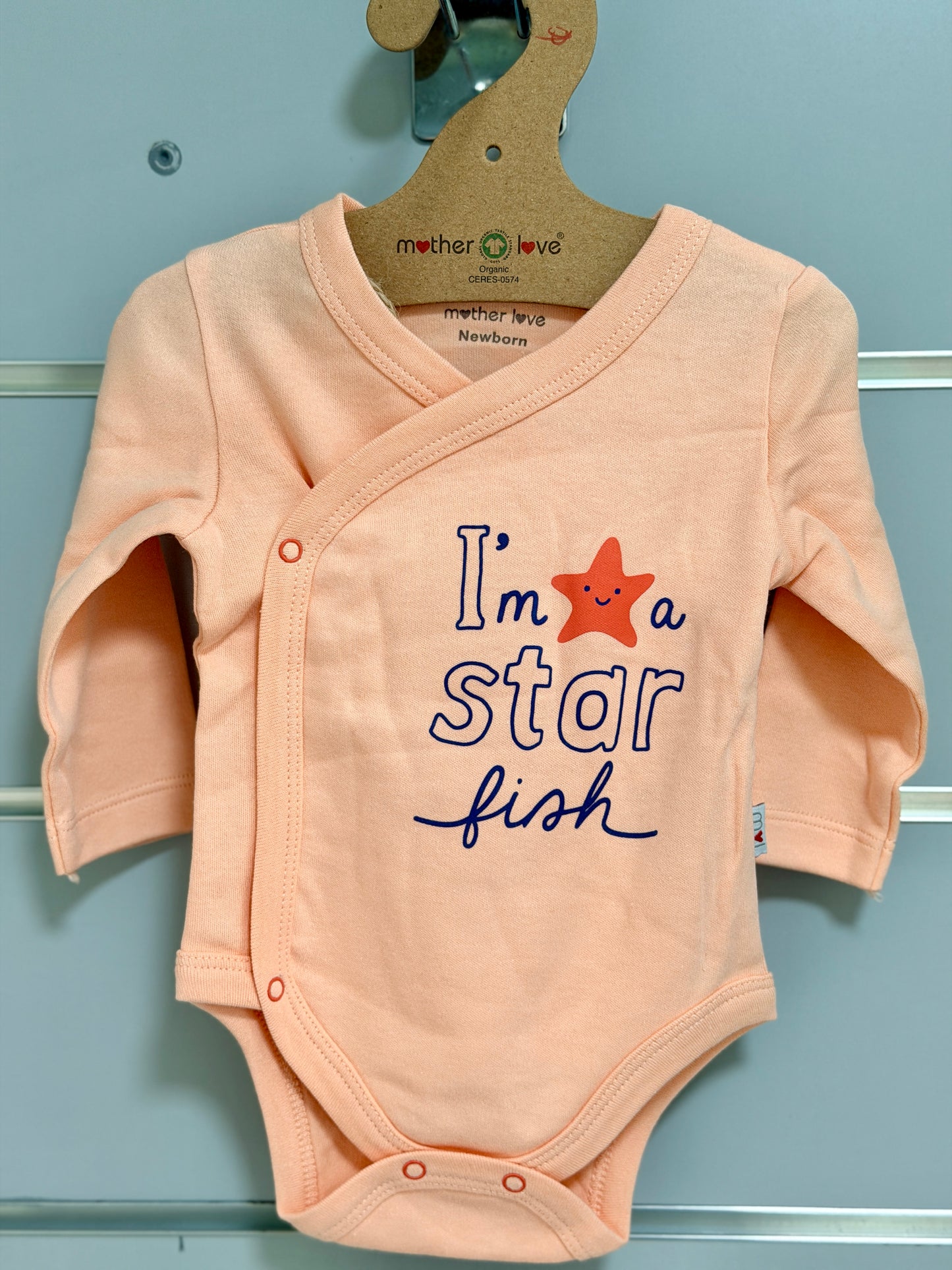 Organic Overslag Romper – I’m a Star Fish