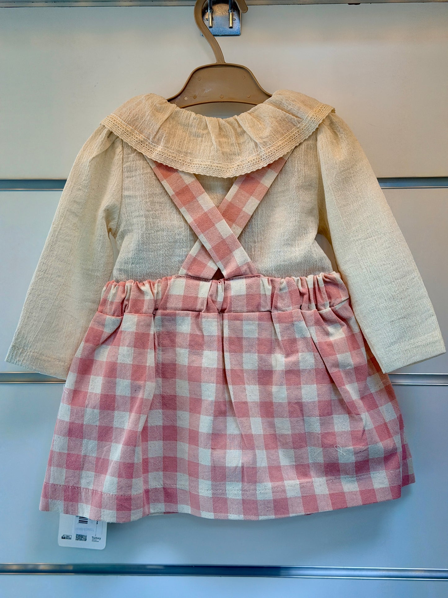 Tongs Salopette Meisjes Set – Pink Check