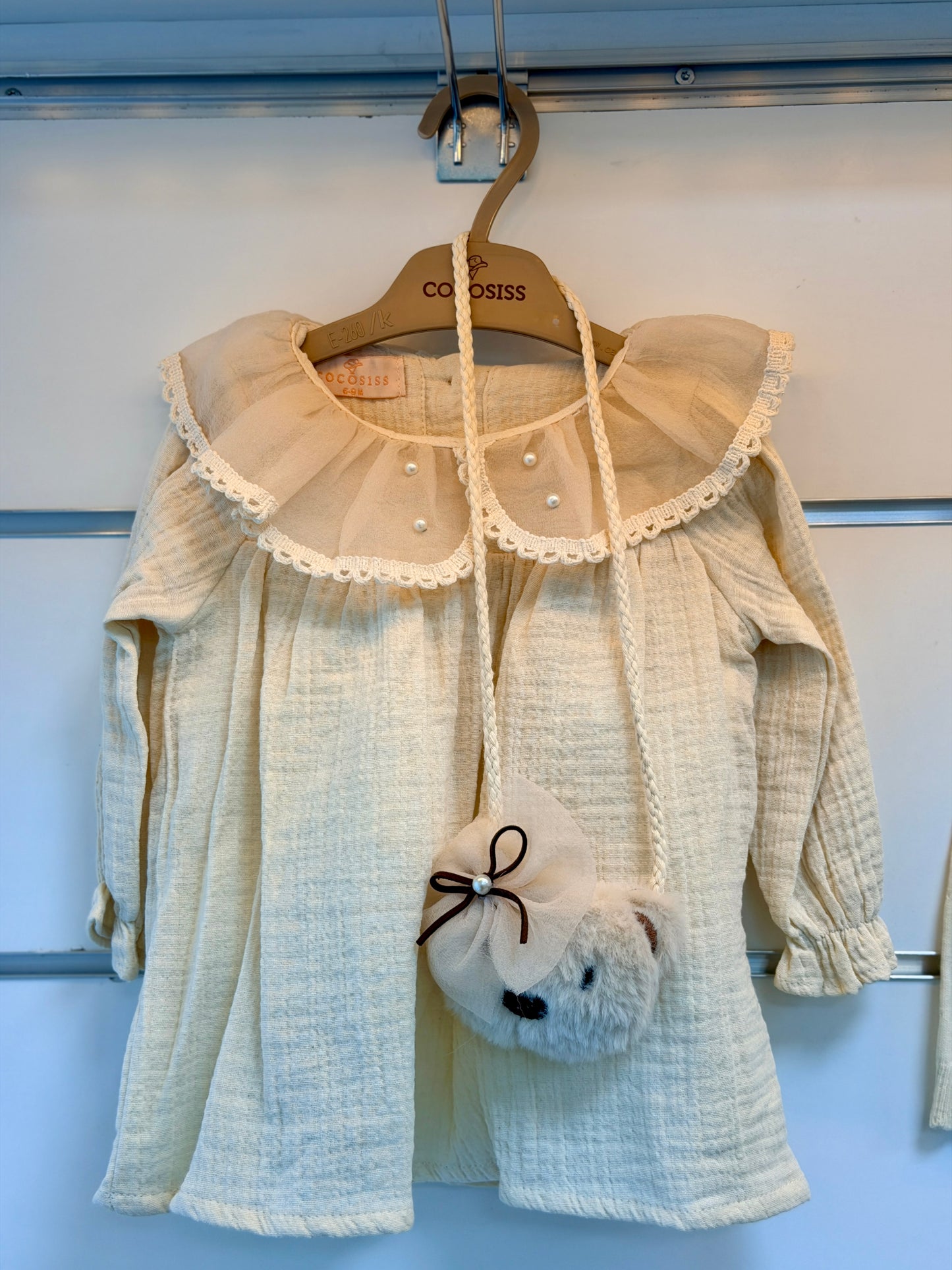 CocoSiss 3-Delige Baby Jurk Set met Vestje en Tasje