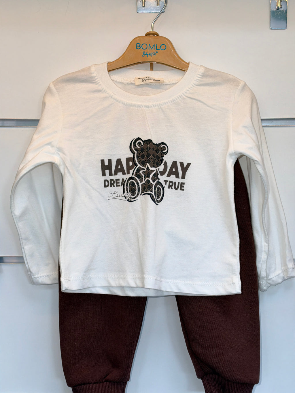 3-Delige Baby Jongens Set – Teddy Jas, Shirt & Broek | Bruin