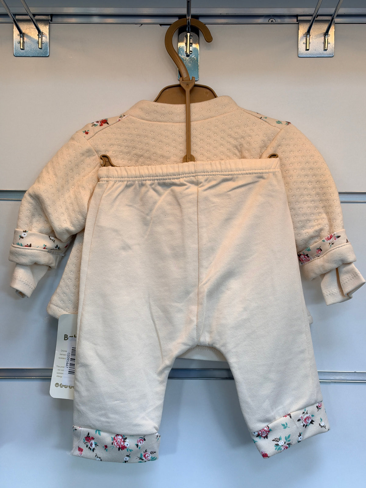 Baby Meisjes 3-Delige Set met Longsleeve, Vestje & Broek – Crème/Roze