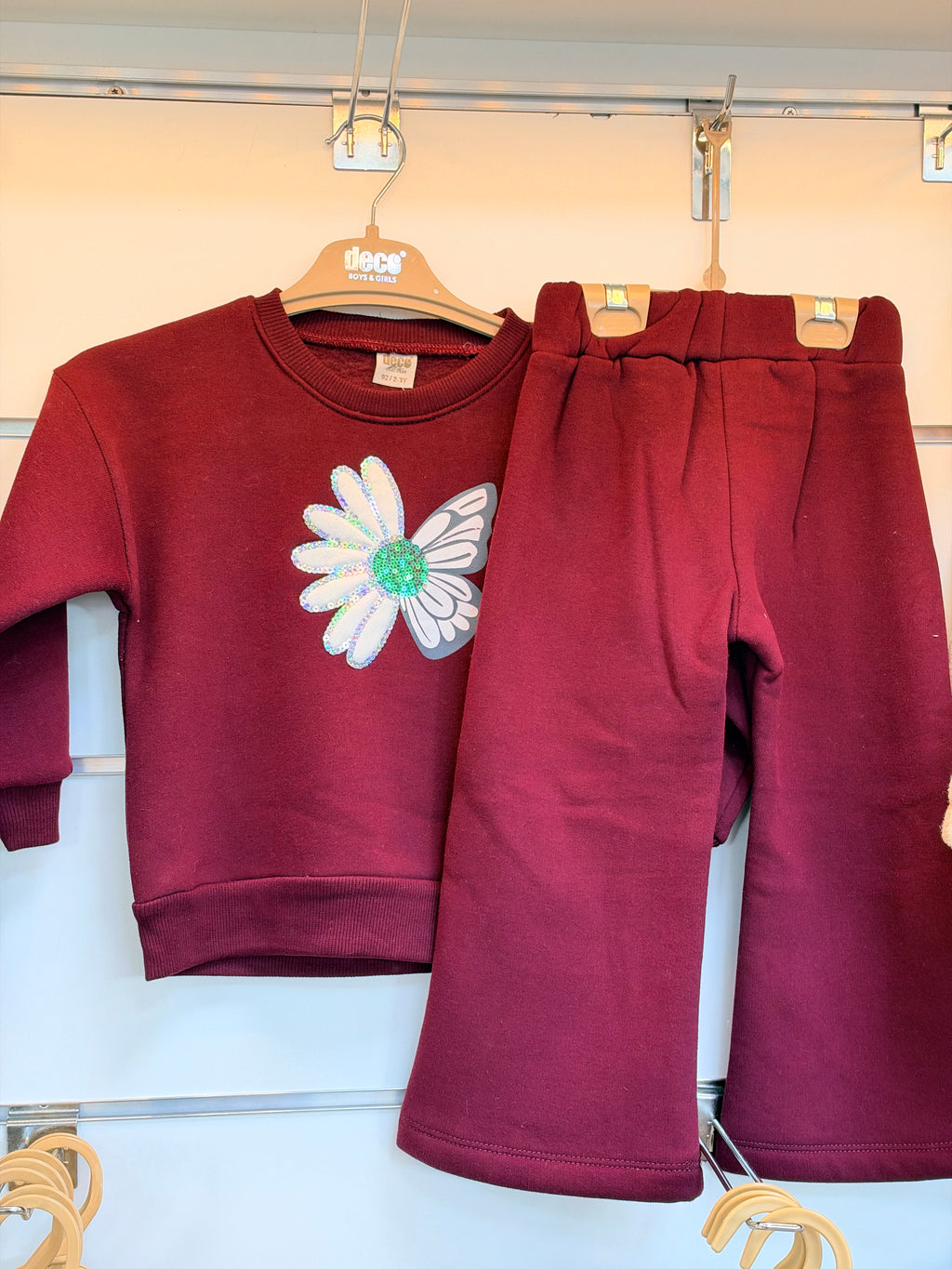 Meisjes 2-Delige Set met Sweater & Culotte – Bordeauxrood