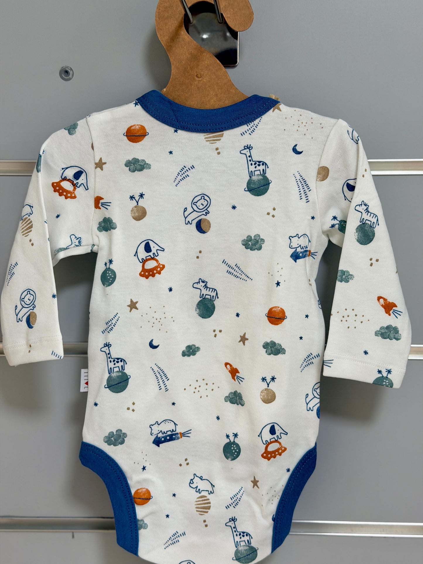 Organic Overslag Romper – Blauw Dierenprint
