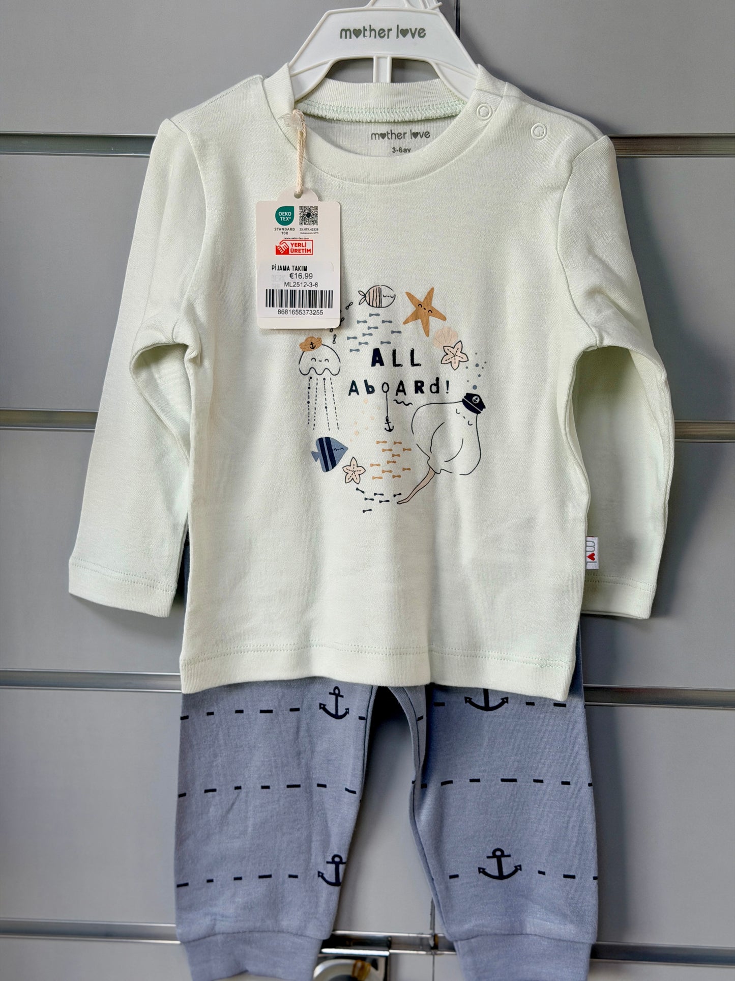 Pyjama Set – Mintgroen met Zee Print