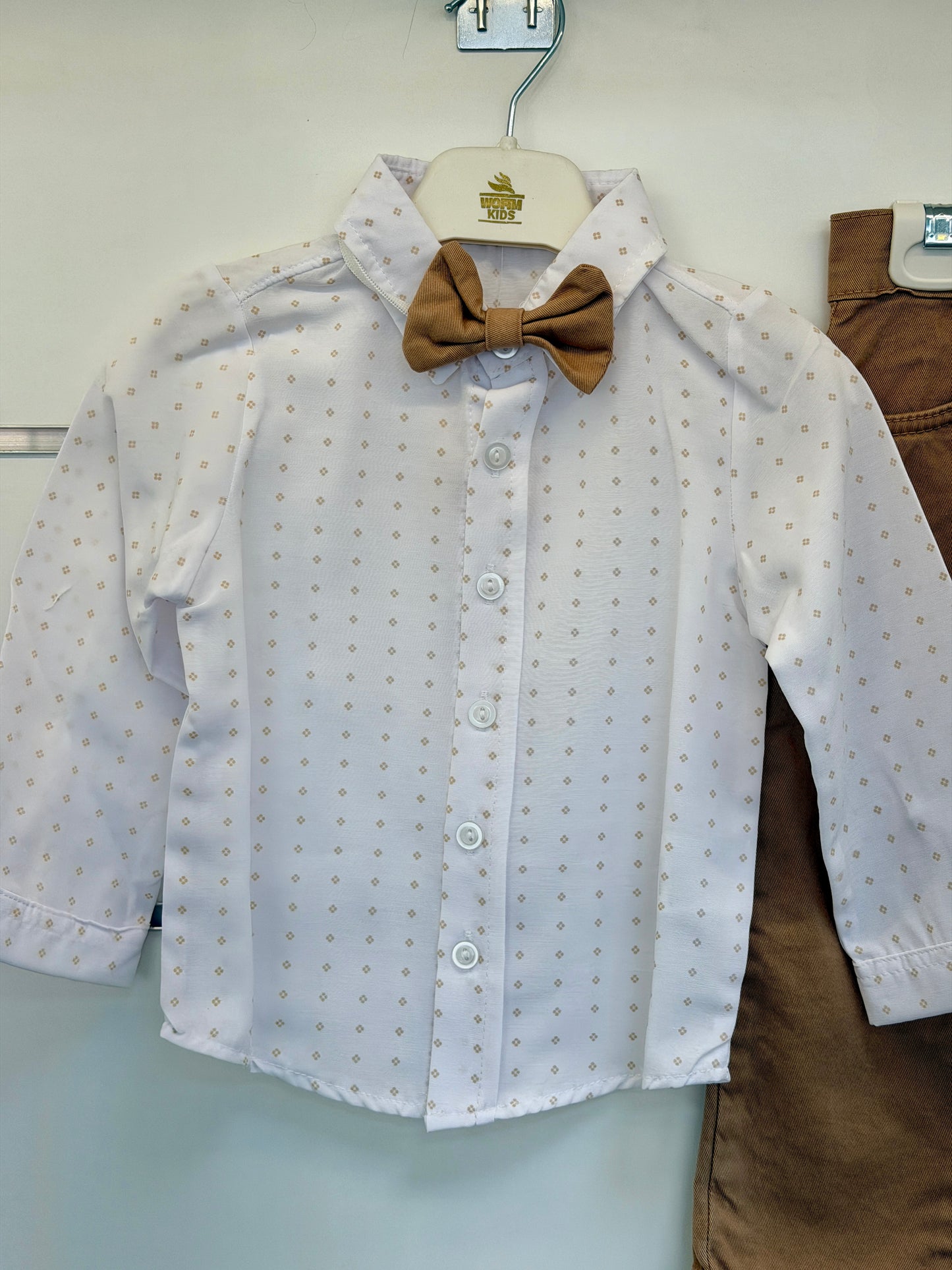 Wofim 4-Delige Baby Set – Klassiek Beige met Strik