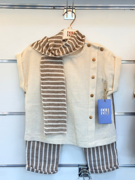 Noy Noy Jongensset – Beige & Gestreept 3-Delig