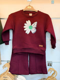 Meisjes 2-Delige Set met Sweater & Culotte – Bordeauxrood