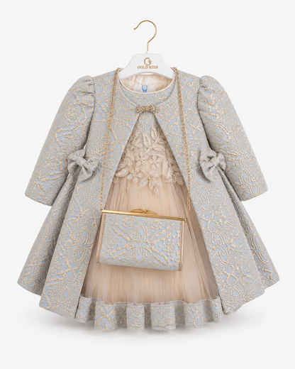 Gold Kids Luxe Jurkset met Jas & Tasje – Lichtblauw