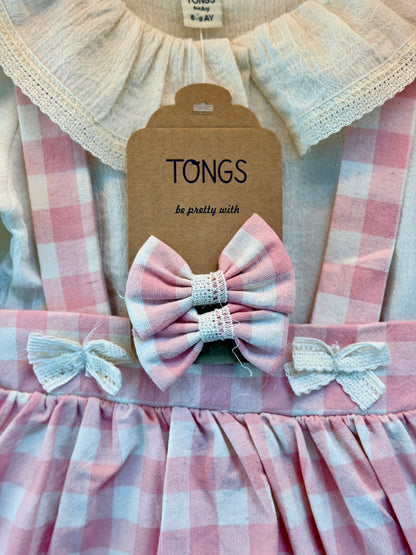 Tongs Salopette Meisjes Set – Pink Check