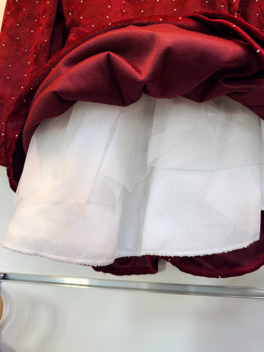 Meisjes Jurk met Kanten Kraag & Strikdetail – Bordeauxrood