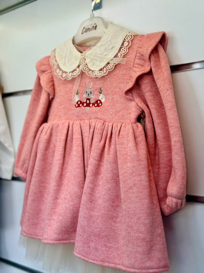 Cumino Baby Dress – Pink with Lace Collar